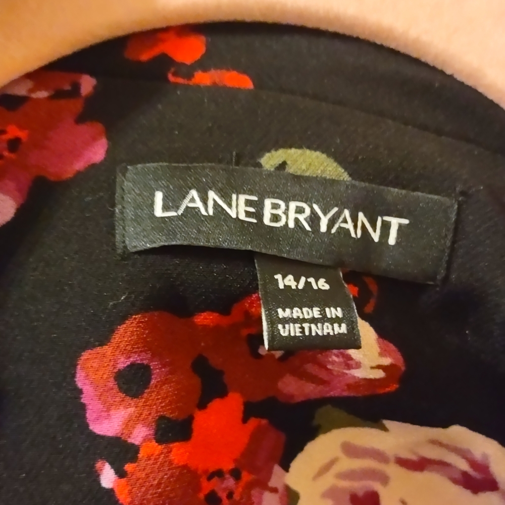 Lane Bryant Black Blazer with Pink and Red Floral Design - Picture 3 of 5